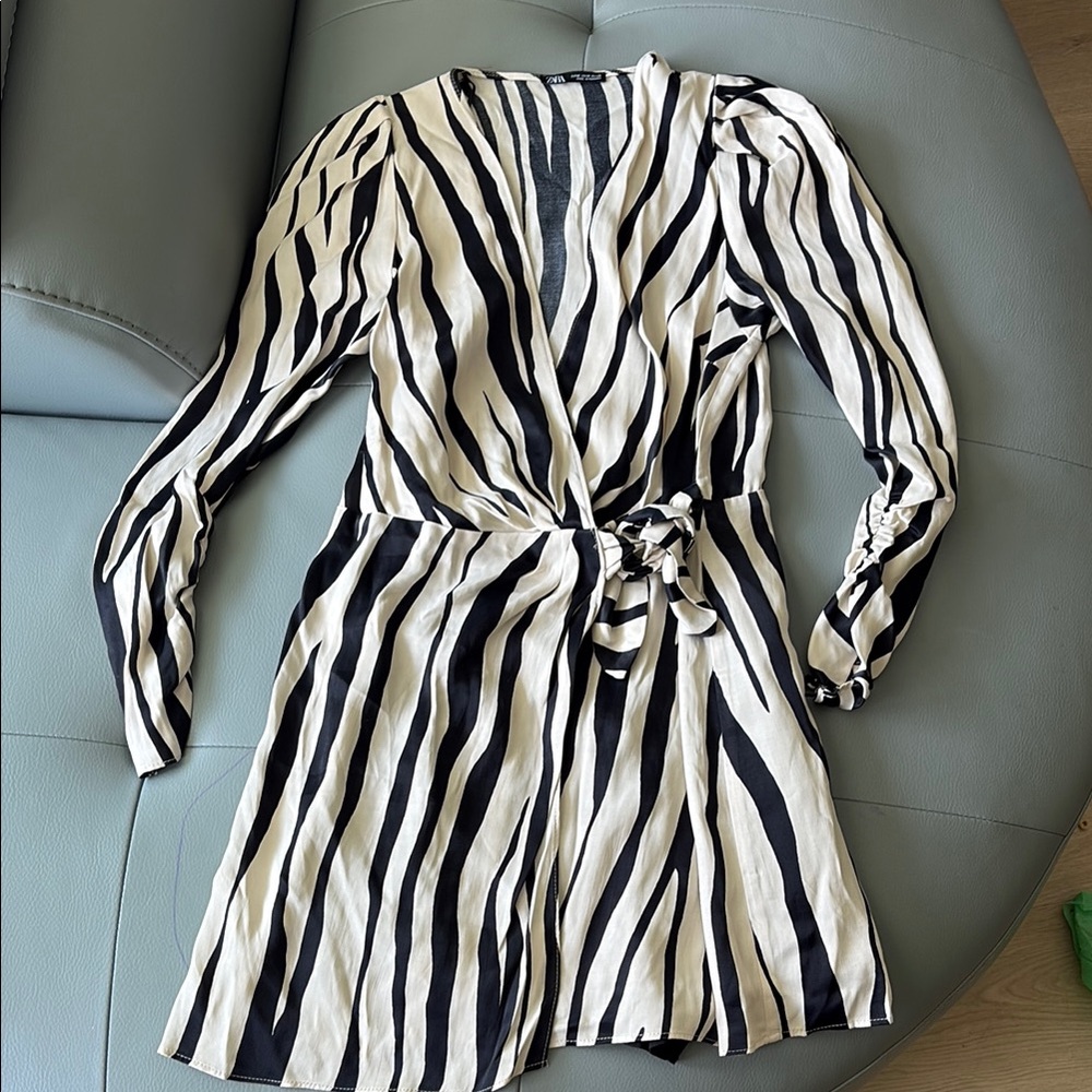 Zara Zebra Print Long Sleeve mini skort Dress